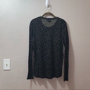 NWOT Long sleeve black with gold polka dot T